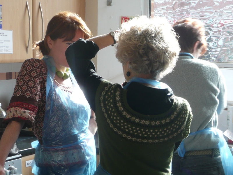 Chatting at a BFC printmaking workshop