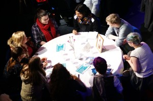 Participants around a table at Small Worlds diversity workshop